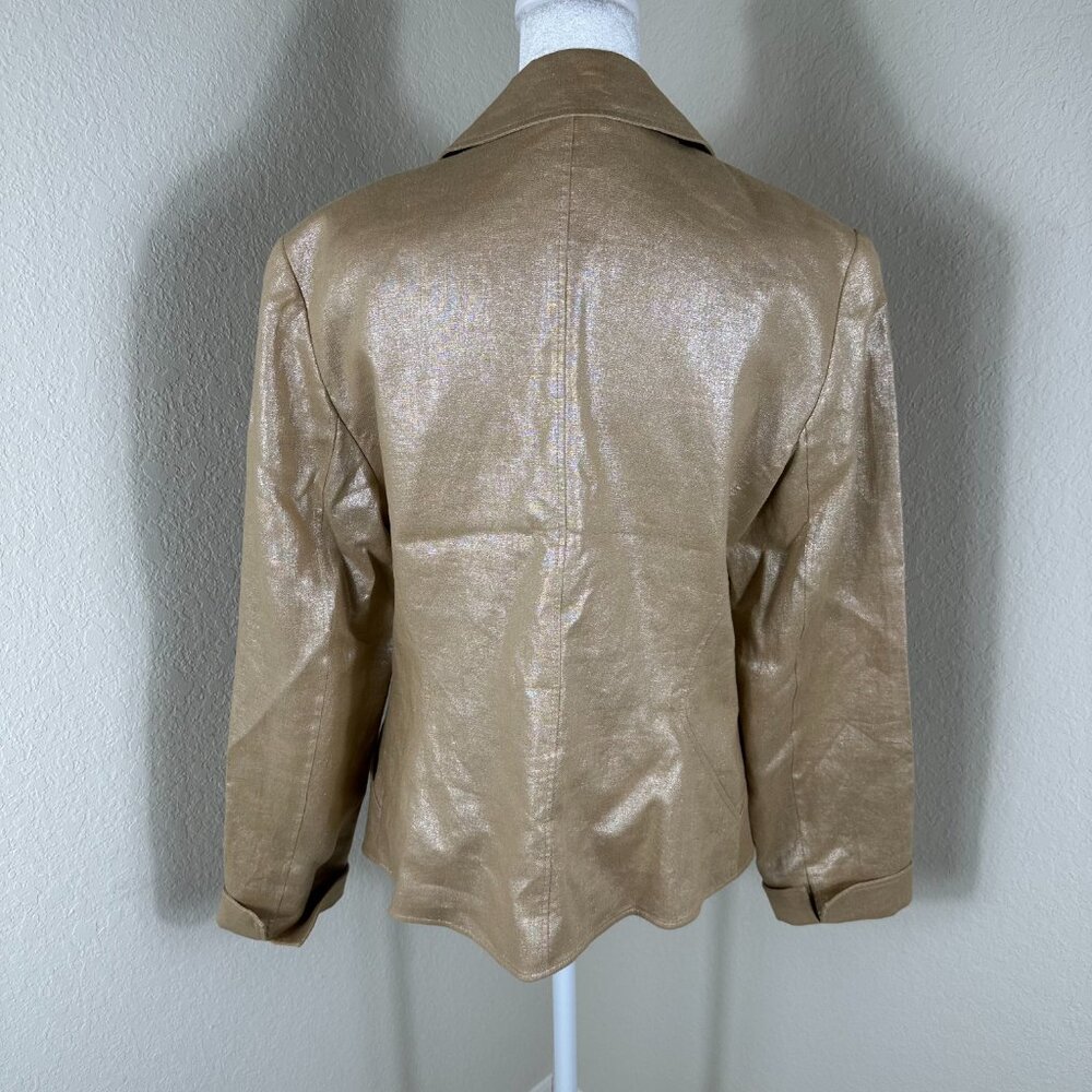 Lafayette 148 New York Blazer Women's Size 8 Metallic Gold Elevated Basics - Picture 2 of 7